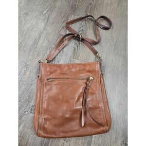 FOSSIL Crossbody Bag Handbag Purse Tan Leather Saddle Bag Vintage Brown